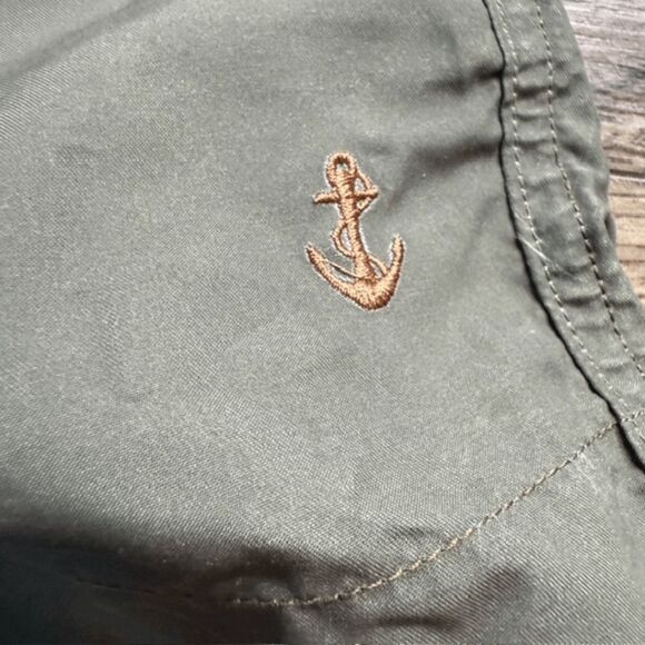 Retromarine Men's Double Color Block Swim Trunk Board Shorts Olive White Size 36 - Picture 6 of 8